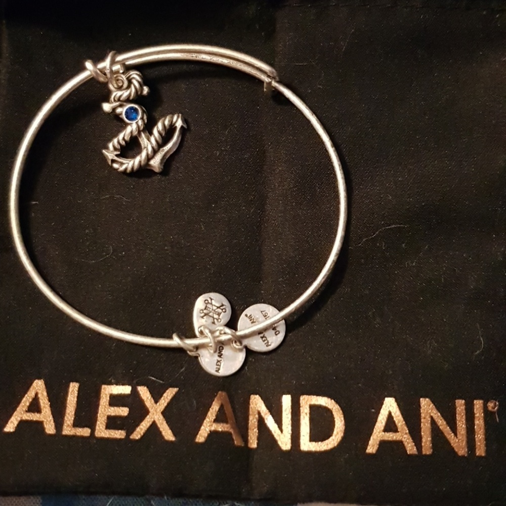 Alex and Ani. Blue Swarovski crystal in an anchor.